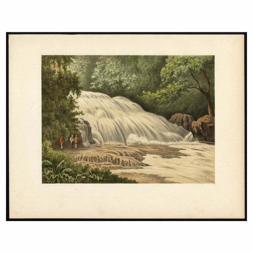 Antique Print Of The Bantimurung Waterfall In Indonesia