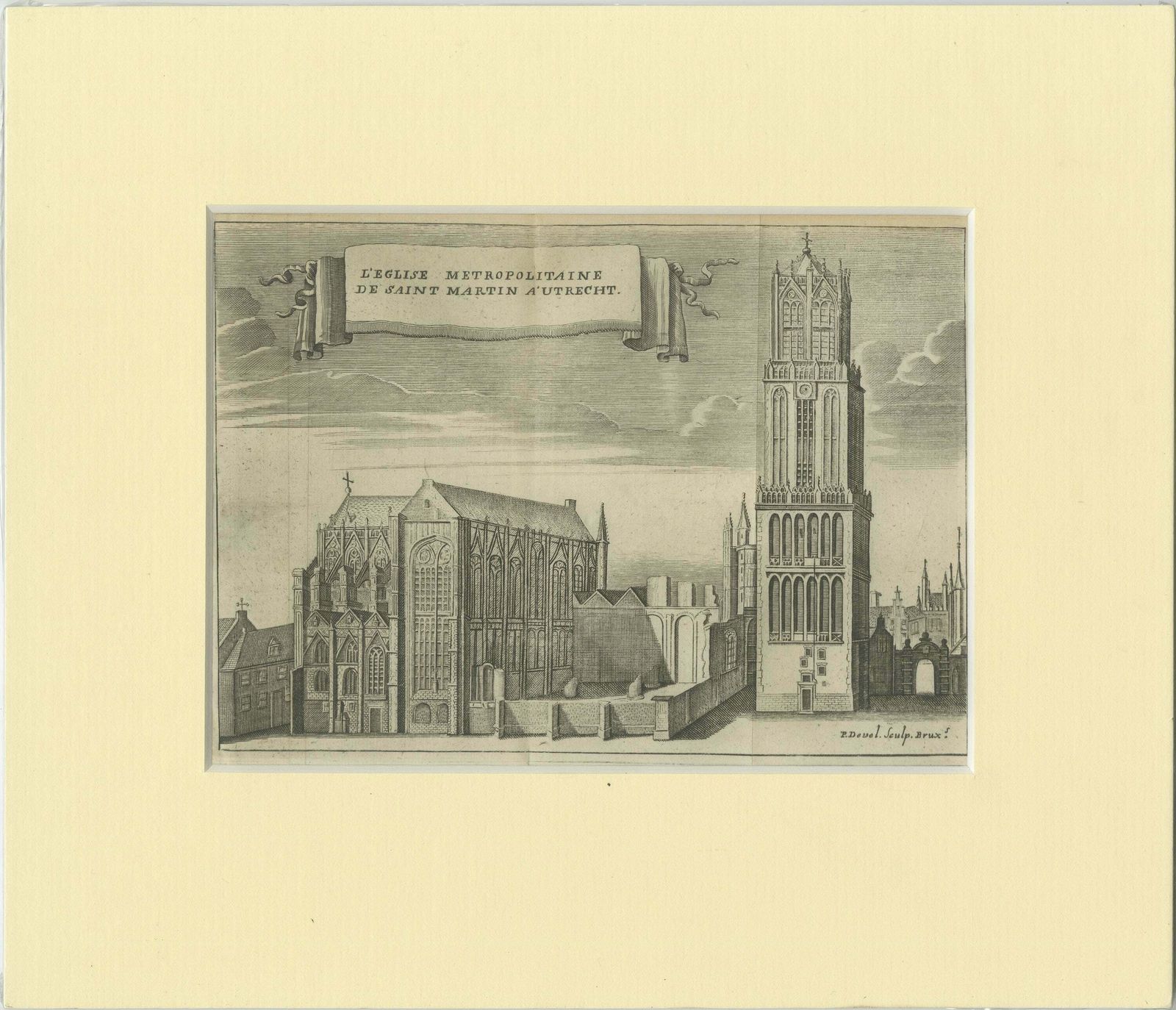 Antique Church Print Of The 'Domkerk' In Utrecht, The Netherlands, Circa 1770