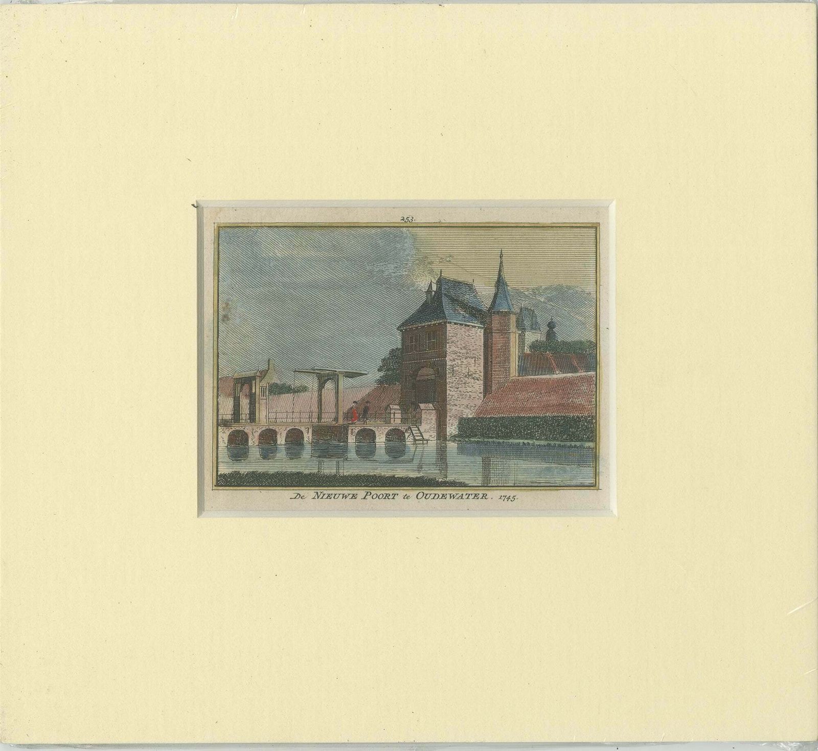 Antique Print Of The City Of Oudewater In The Netherlands, Circa 1750