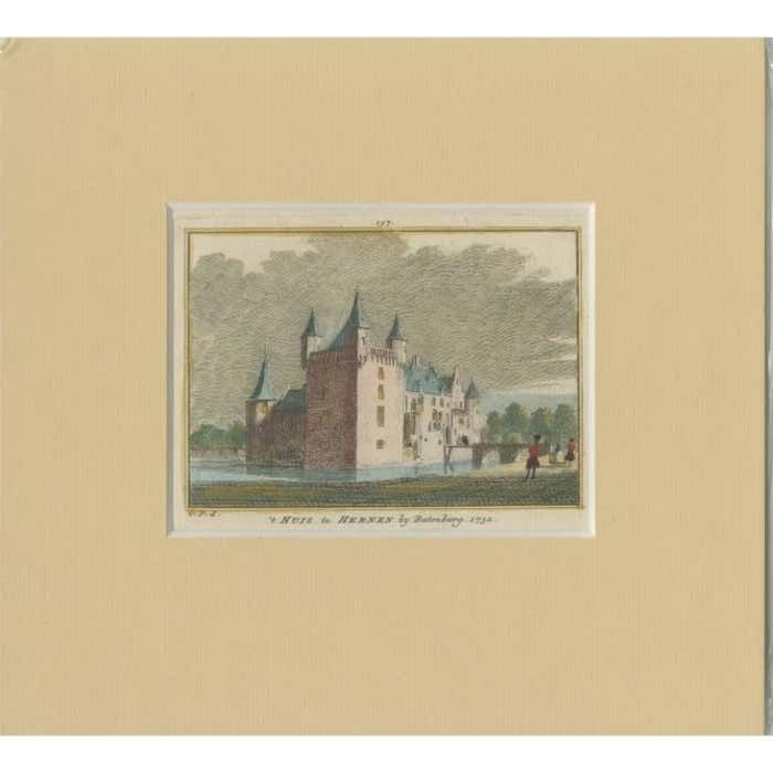 Antique Print Of Hernen Castle, Batenburg, The Netherlands