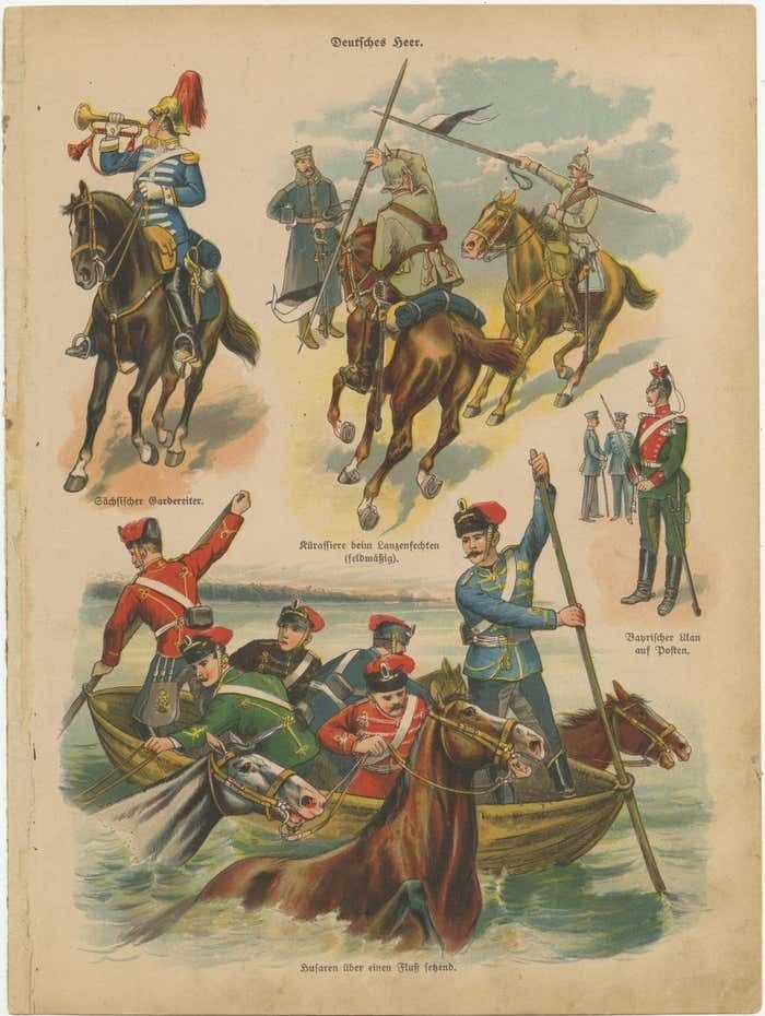 Set Of 10 Antique Military Costume Prints photo furniture
