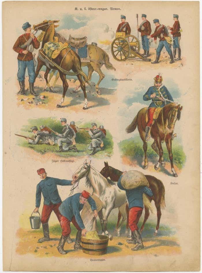 Set Of 10 Antique Military Costume Prints photo 385.0