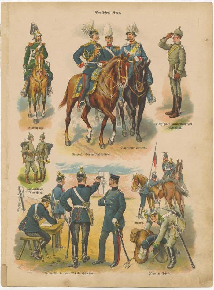 photo for sale Set Of 10 Antique Military Costume Prints