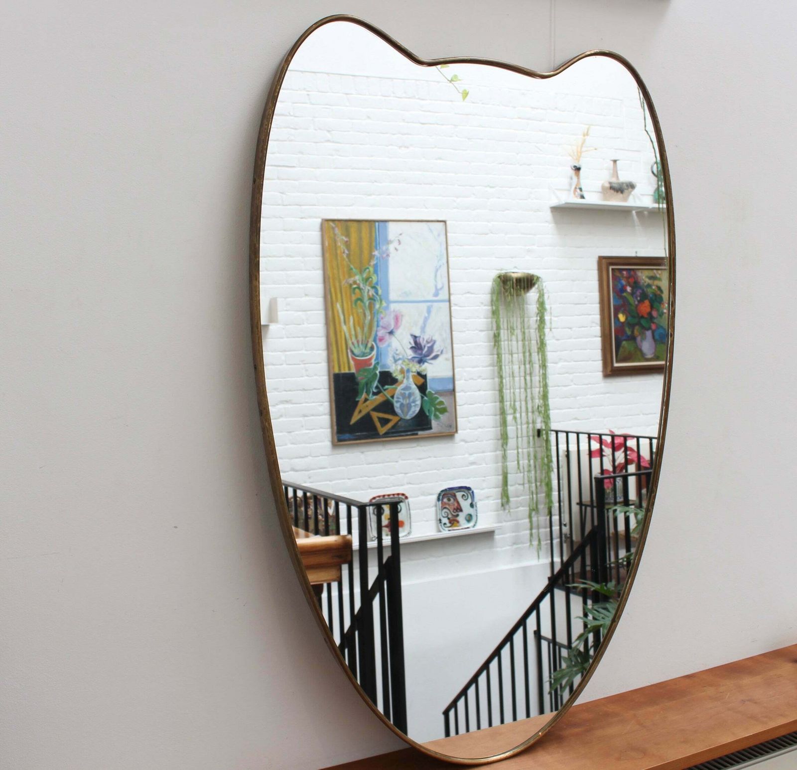 Vintage Italian Wall Mirror With Brass Frame (Circa 1950s) photo furniture