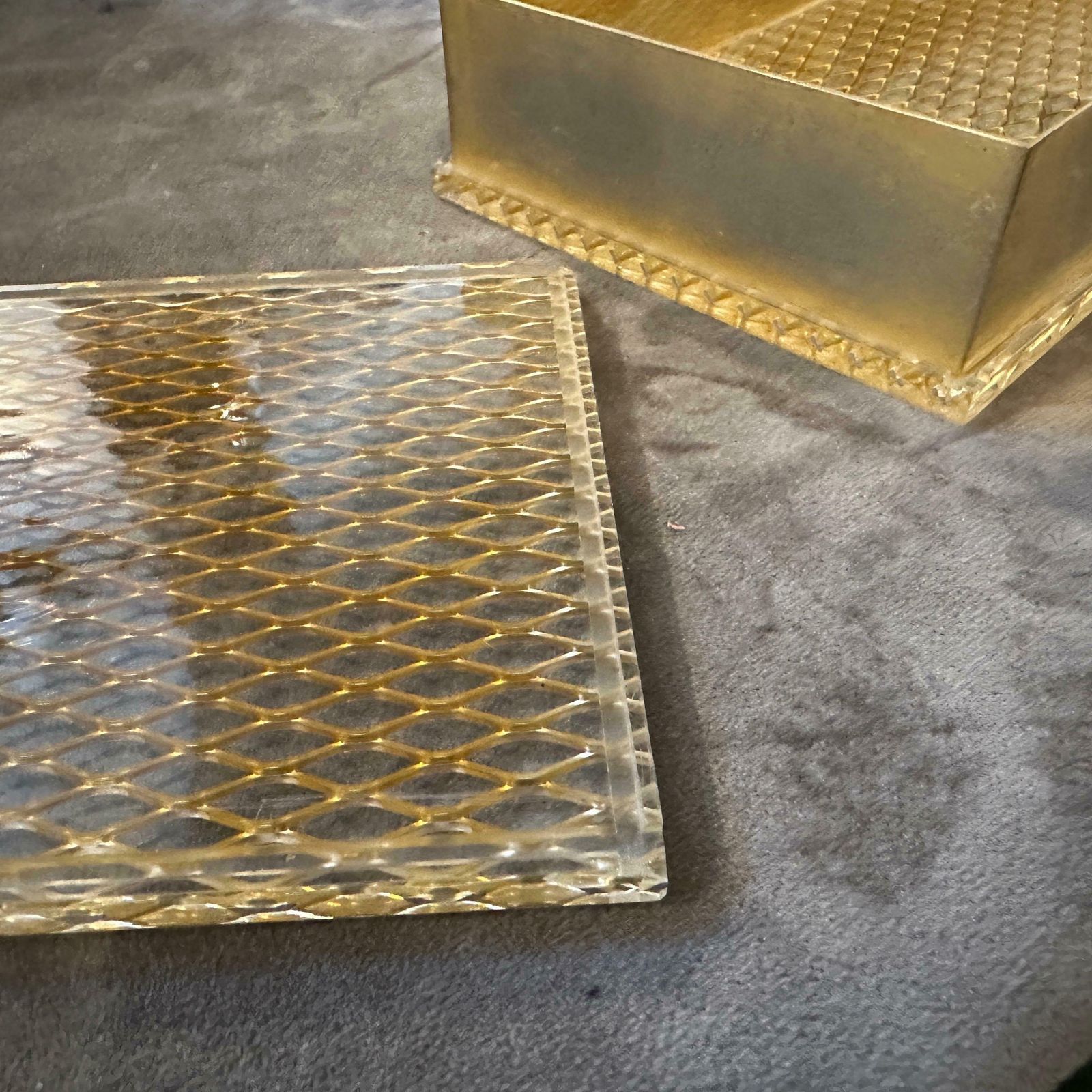 1980s Christian Dior Style Modernist Brass And Plexiglass Italian Jewelry Box photo Home Decor