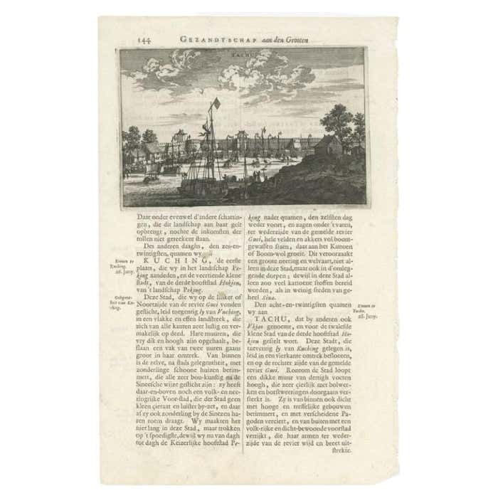 Antique Print Of Tachu Village Near Li River, Guangxi Province, China