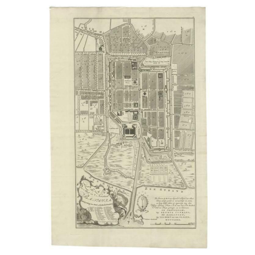 Antique Plan Of Batavia, Nowadays Jakarta, Indonesia, 1780