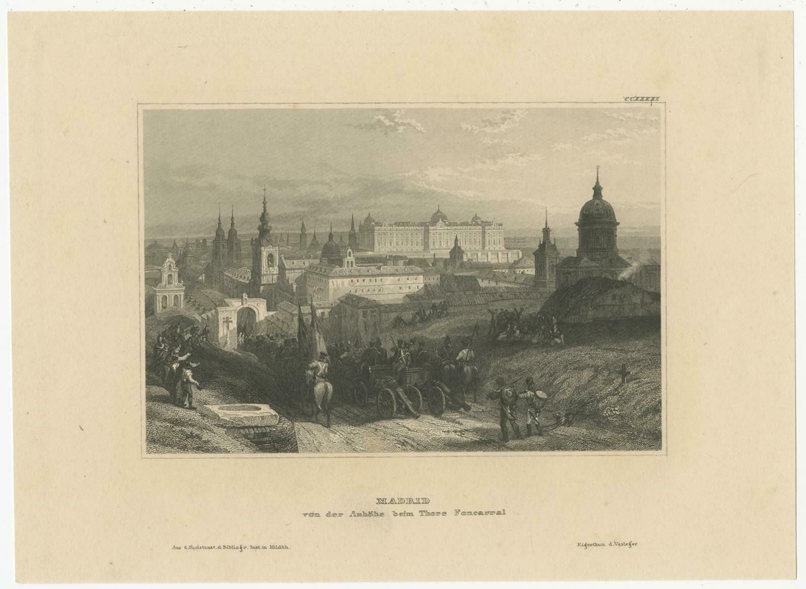 Antique Print Of The City Of Madrid, Seen From Calle Fuencarral, Spain photo furniture