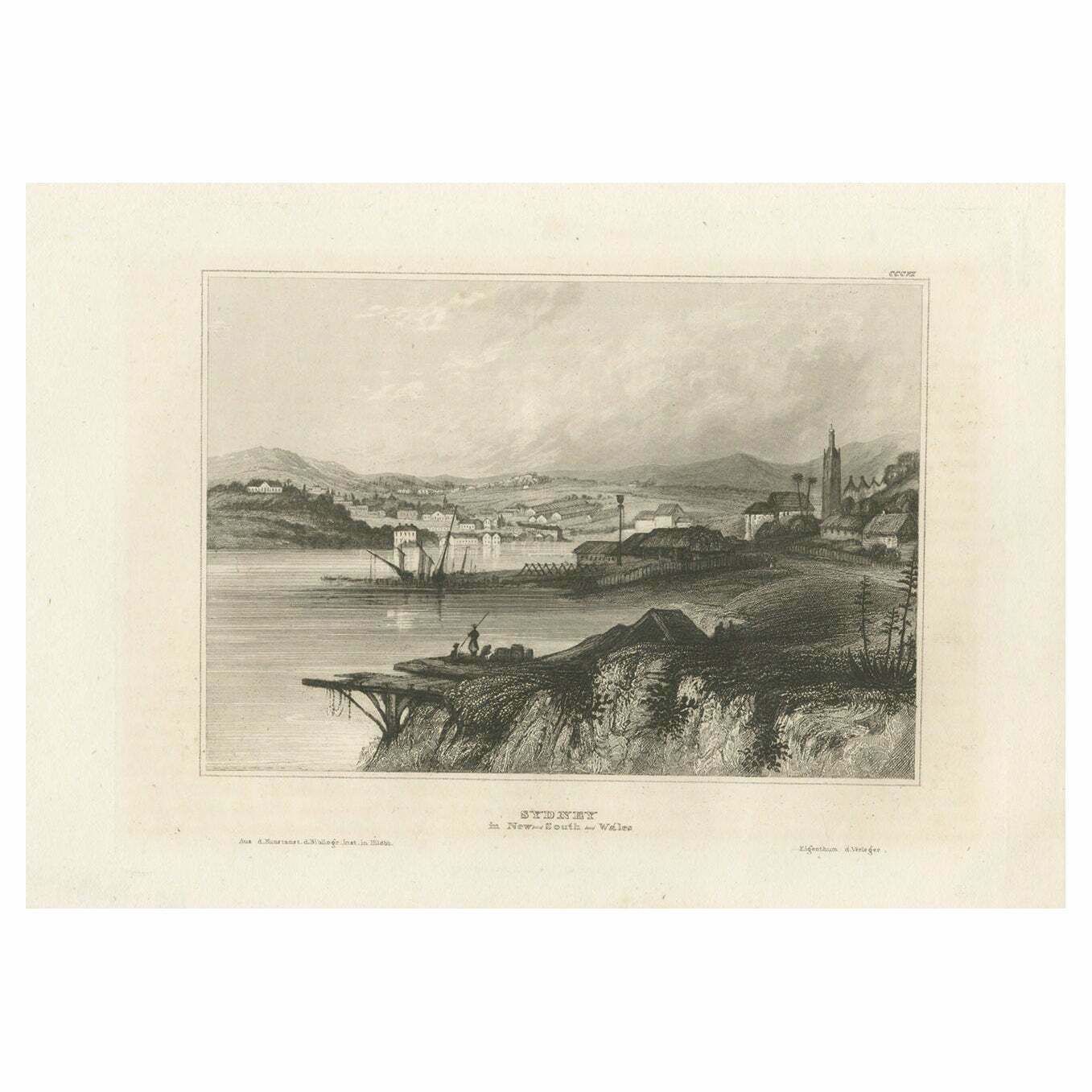 Antique Print Of Sydney, New South Wales, Australia