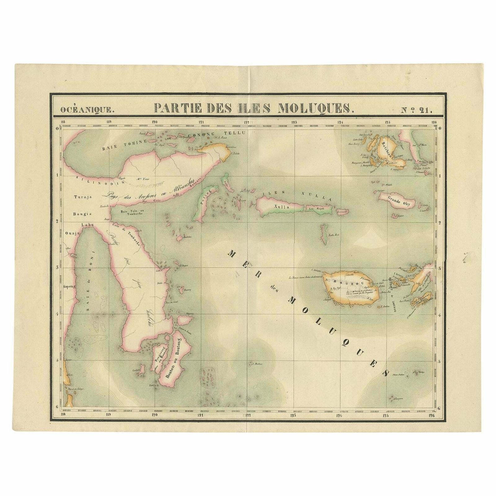 Old Map Of The Moluccas And Part Of Sulawesi Indonesia By Vandermaelen, C 1825