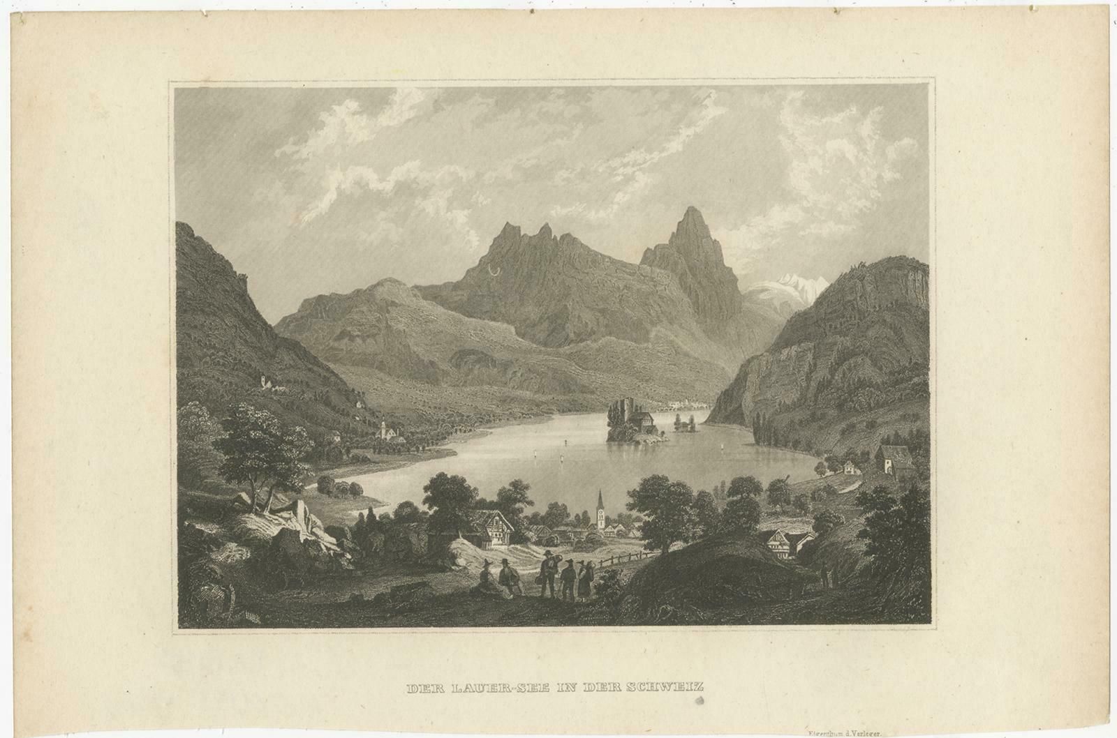 Antique Print Of Lake Lauerz, Schwyz, Switzerland photo furniture