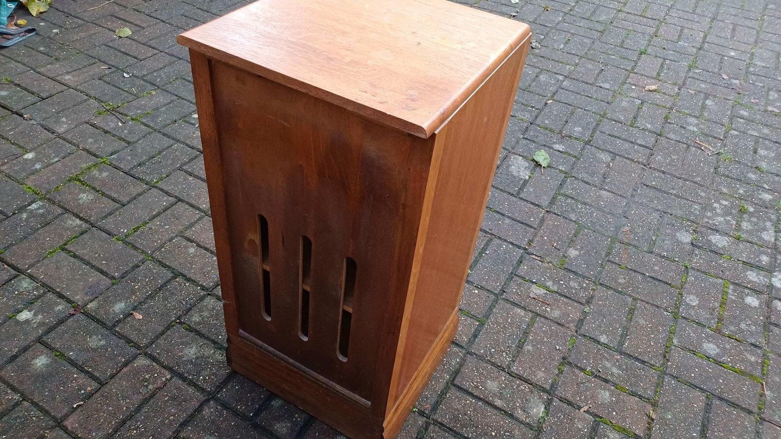 Vintage Retro Oak And Chrome Bedside Cupboard. photo Furniture