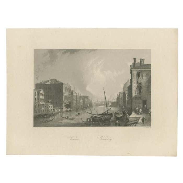 Antique Print Of Venice In Italy Circa 1850