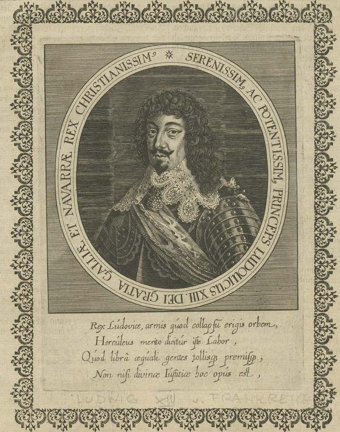 Antique Portrait Of Louis XIII Of France, Circa 1660 photo 320.0