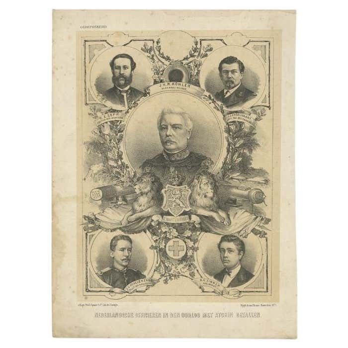 Old Portrait Dutch Officers Who Died In The Aceh War In The Dutch East Indies