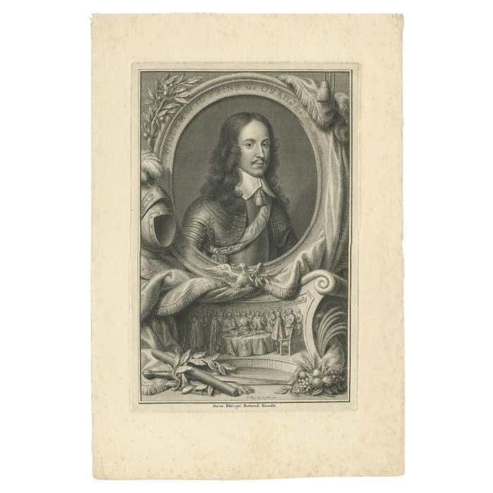 Antique Portrait Of William II, Prince Of Orange, By Tanjé, 1749