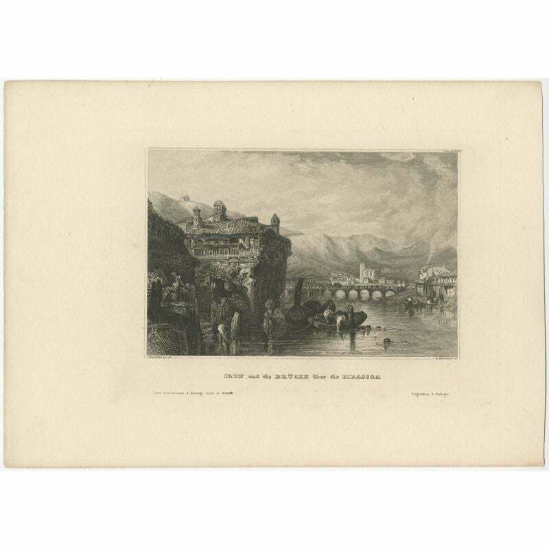 Antique Print Of Irun In The Bidasoaldea Region, Spain
