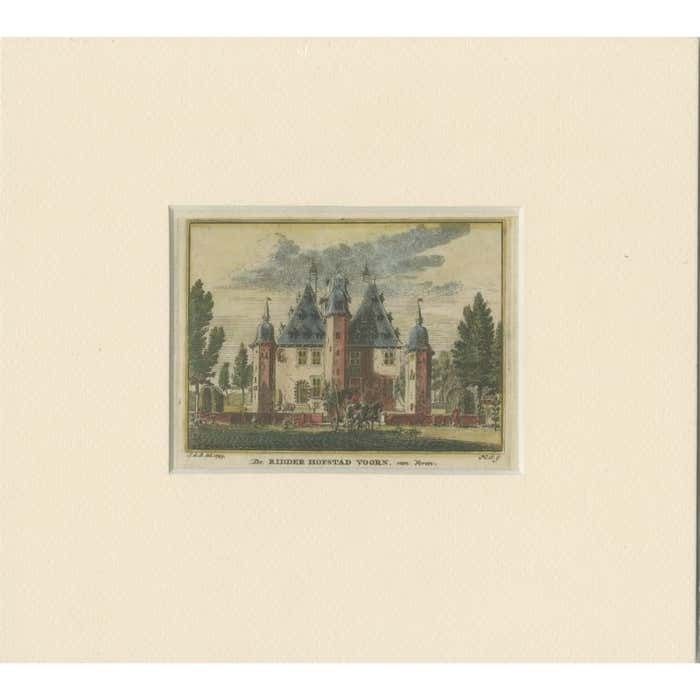 Antique Print Of 'Huis Te Voorn', A Castle In De Meern, The Netherlands