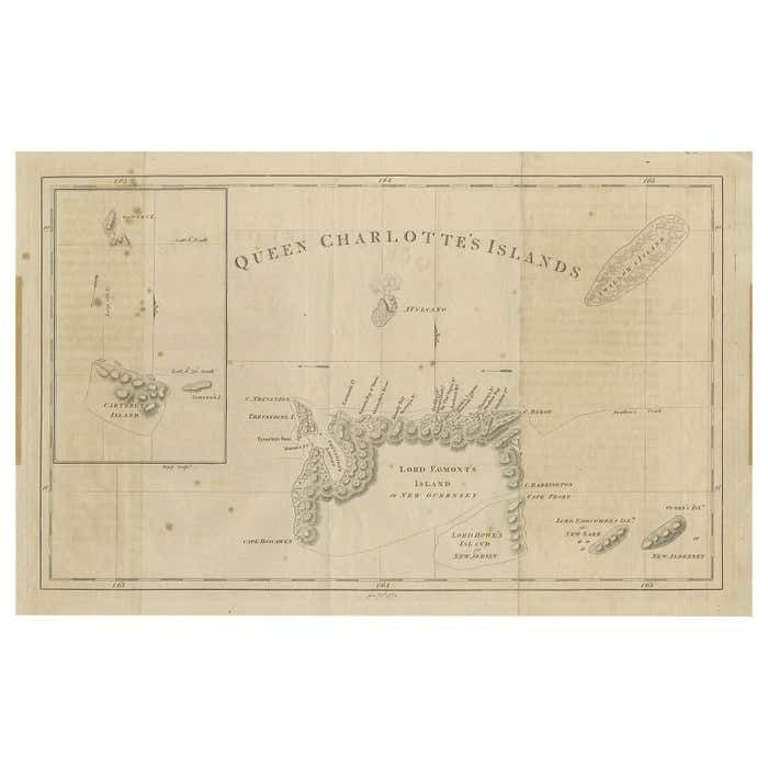 Antique Map Of Queen Charlotte's Islands By Hogg , 1773