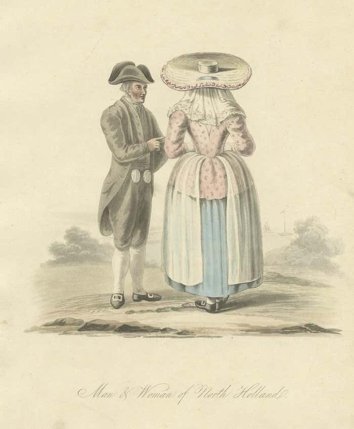 Antique Print Of A Man And Woman Of Noord Holland, The Netherlands, Circa 1817 photo 265.0