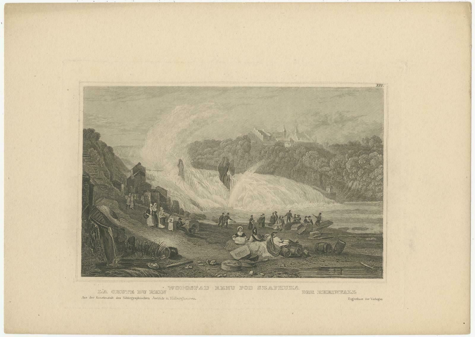 Antique Print Of The Rhine Falls, Switzerland photo furniture