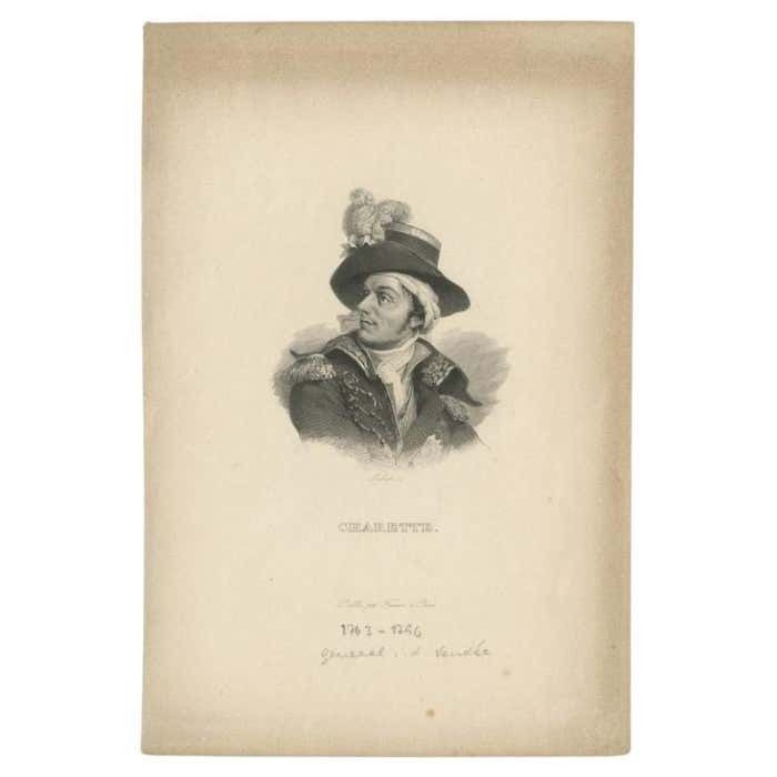 Antique Portrait Of François Athanase De Charette De La Contrie By Joubert, C.18