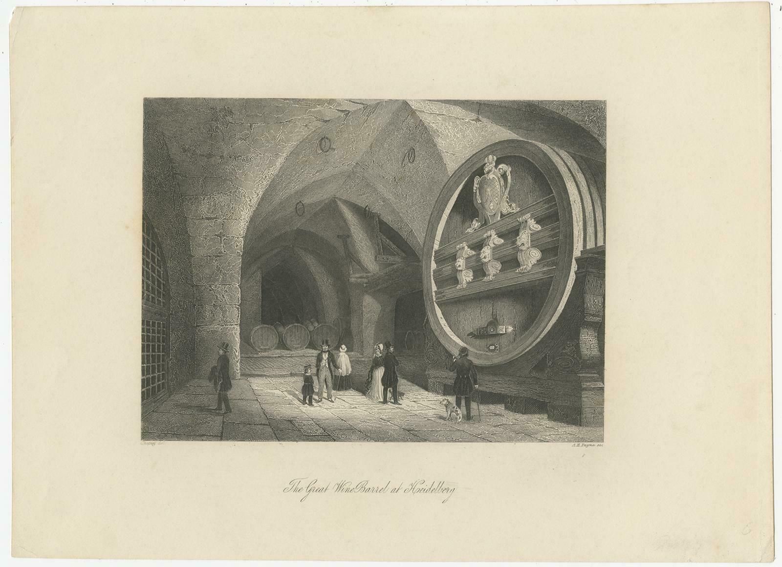Antique Print Of The Heidelberg Tun Worlds Largest Wine Barrel photo furniture