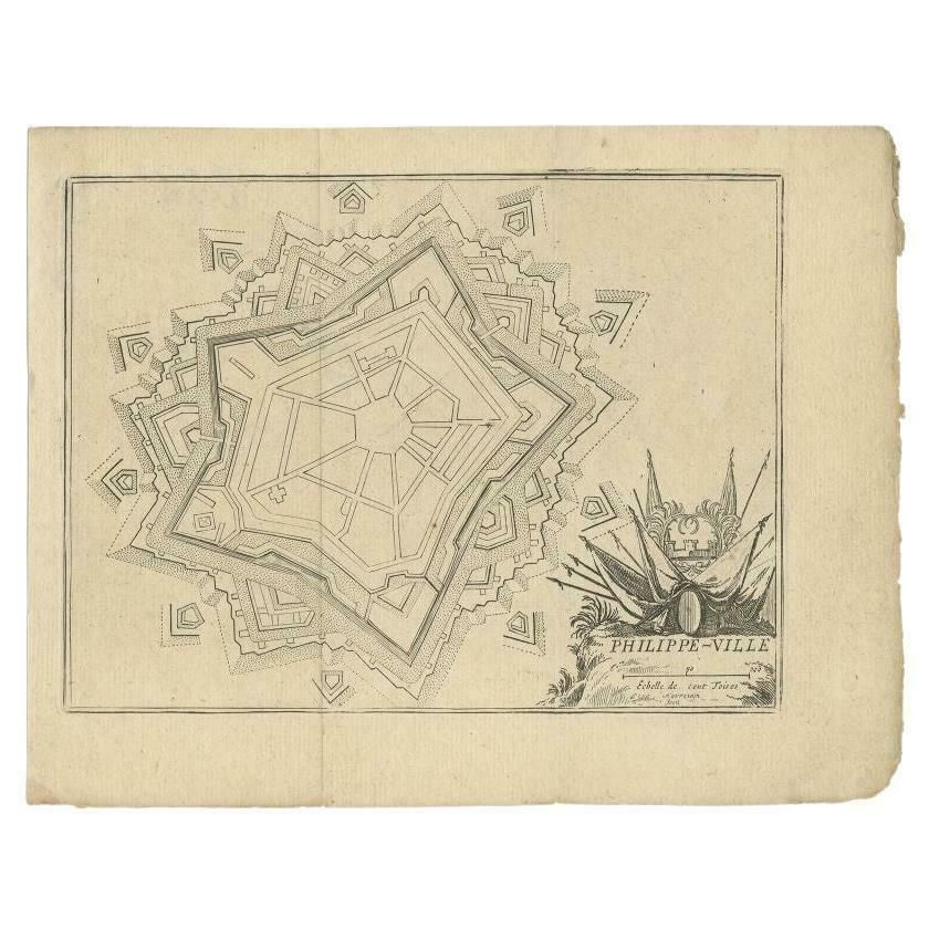 Antique Plan Of Philippeville In Wallonia, Belgium, 1769
