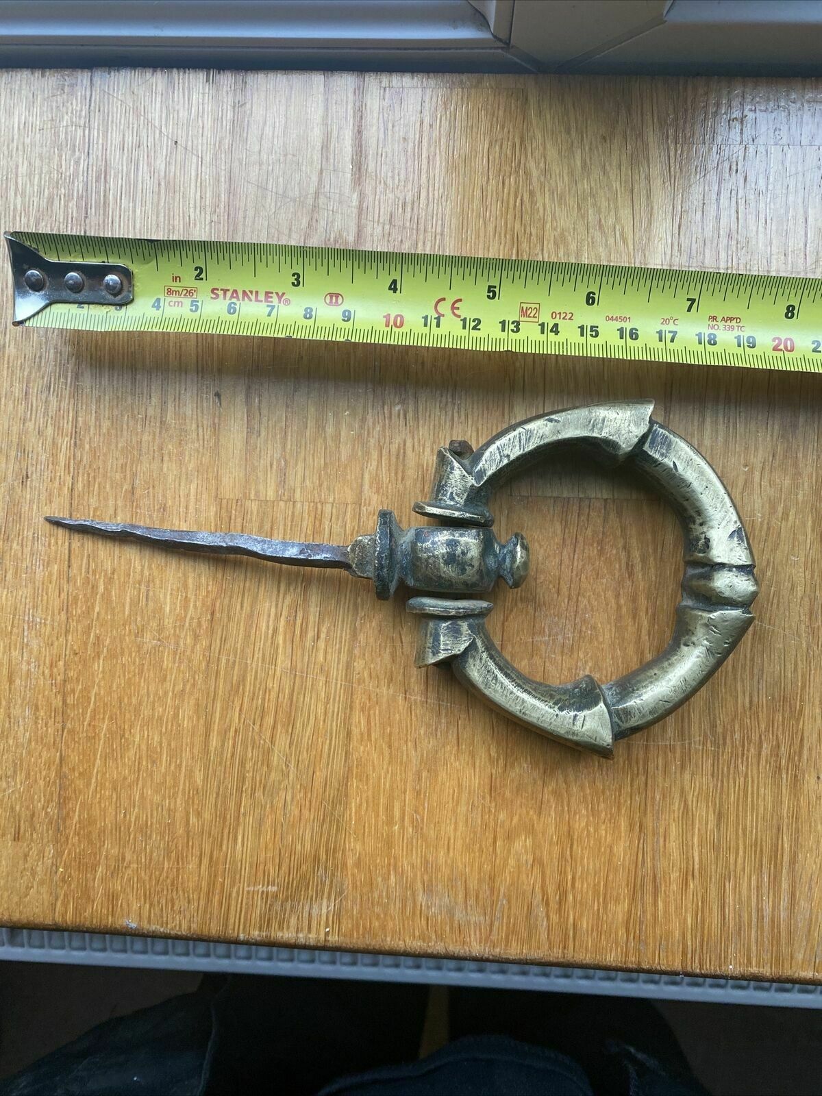 Very Rare Antique Brass Door Ring Pull Handle 1600s Period Reclaimed Spiked photo buy