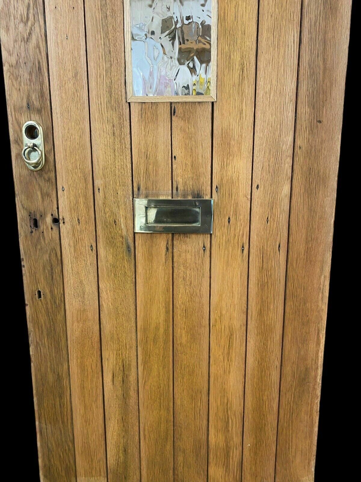 Solid Oak Front Door Old Period Antique Reclaimed Hardwood Brass Letterbox Pull photo Home Fixtures