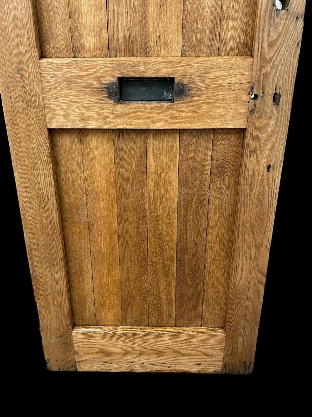 1357.0 Solid Oak Front Door Old Period Antique Reclaimed Hardwood Brass Letterbox Pull photo