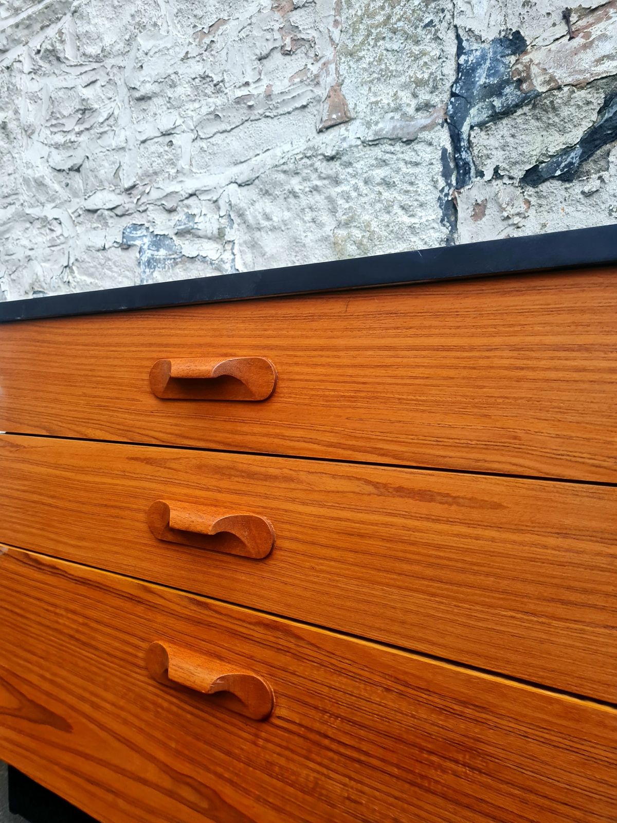 Austinsuite Chest Of Drawers Three Drawer Oak And Black Cabinet Mid Century Furniture photo for sale