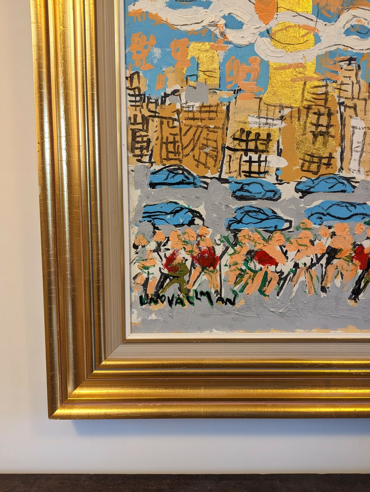 City Tour Oil Painting, 1990s, Vintage photo vintage