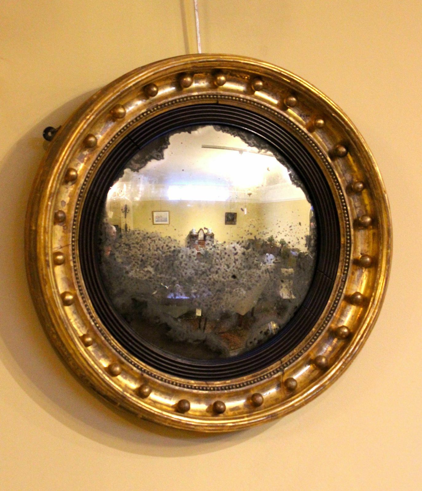 19thc. Gilt Convex Mirror photo for sale