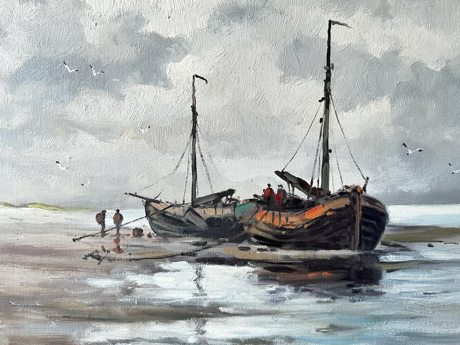 Vintage Original Oil Painting, Jos Van Dijk, Dutch School, Coastal Landscape photo buy