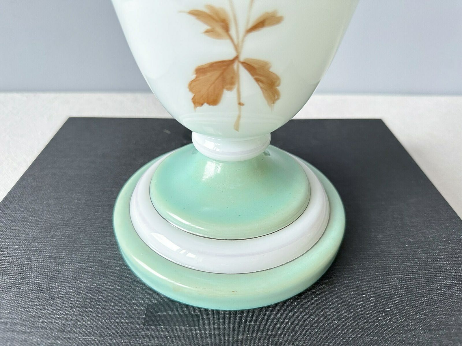photo furniture Antique Oil Lamp, Opaline Glass Hand Painted Oil Lamp, Holland, Oil Lamp Flower Decor