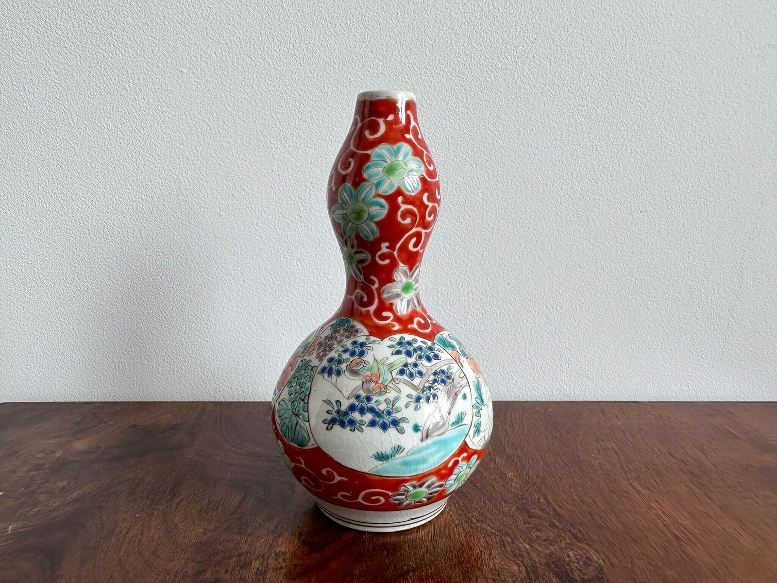 Rare Antique Japanese Kutani Porcelain Double Gourd Vase, 6.5" High, Japanese Vasе, Oriental Vase, Arita Japanese Vase photo Home Decor