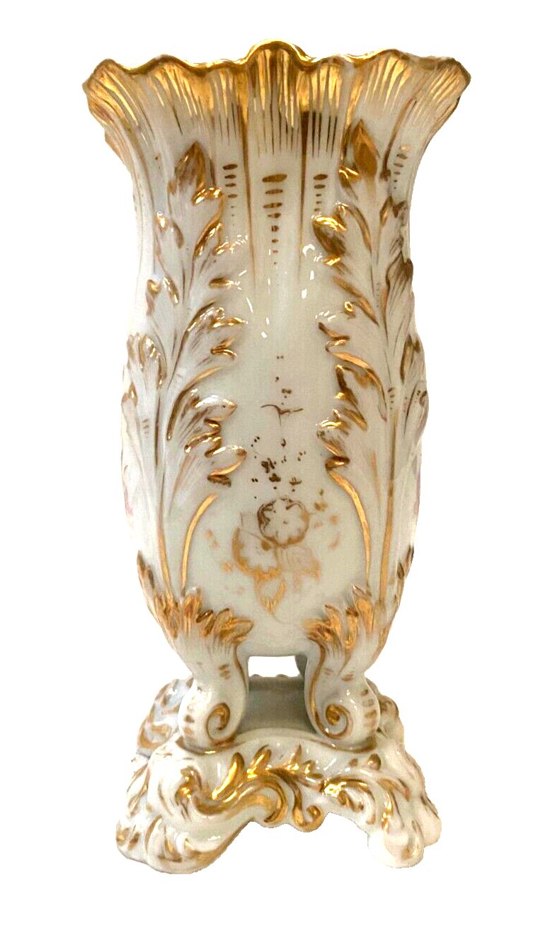 Old Paris Porcelain Vase With 20th Century Floral Decoration photo furniture