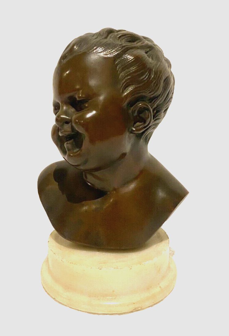 Bronze Group "Miniature Bust Of A Young Child" 20th Century