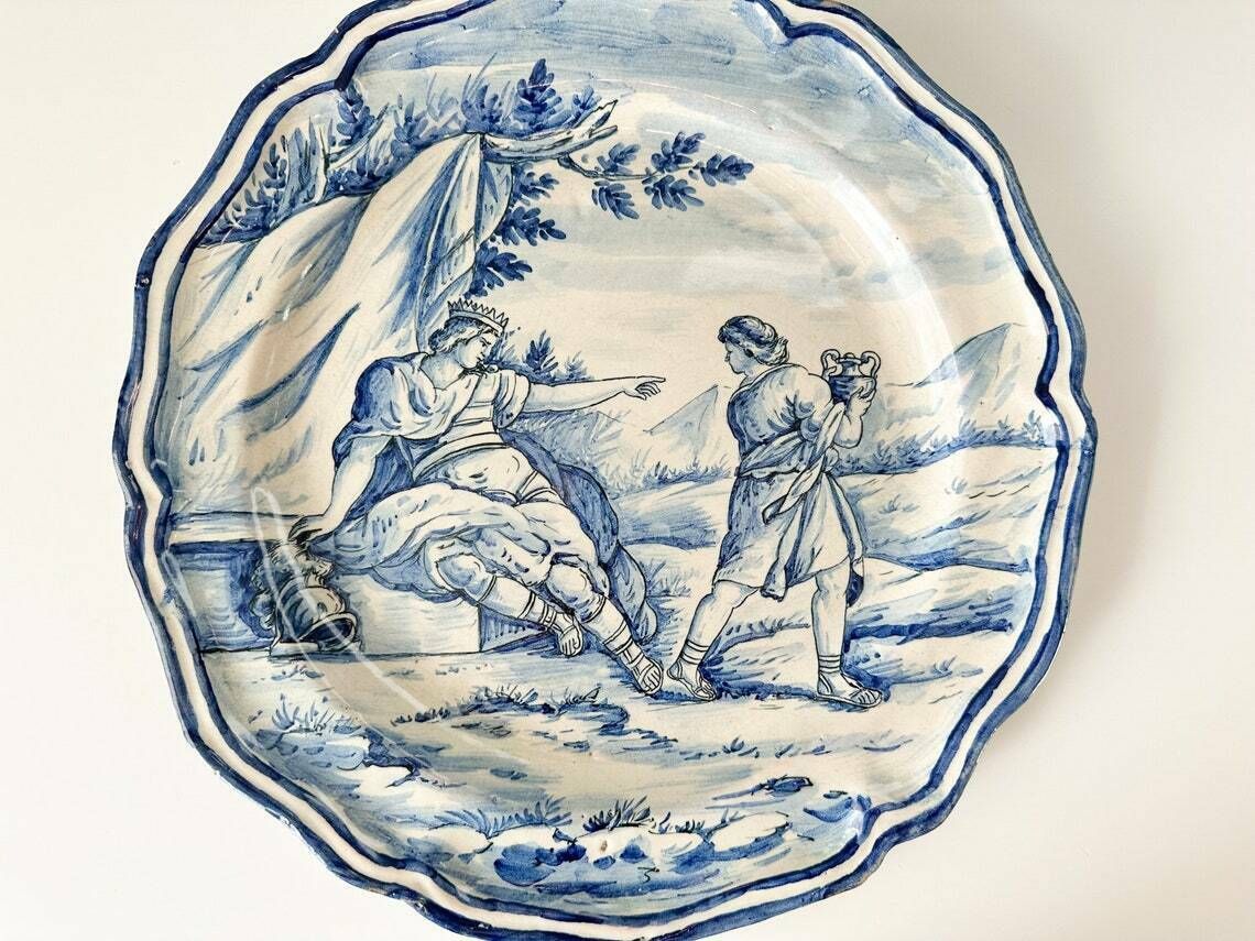 Rare Antique Savona Italian Faience Plate, Hand Painted Majolica photo furniture
