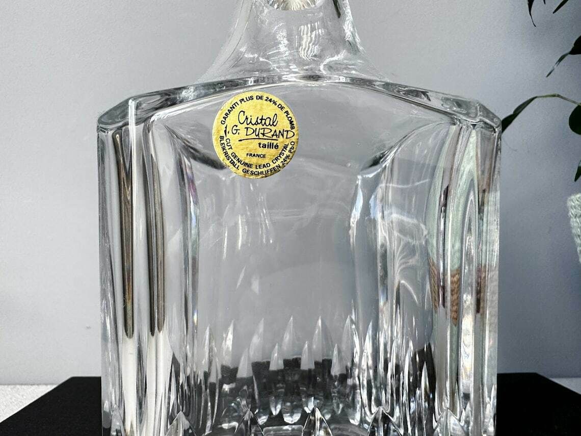 Vintage Crystal Decanter/Carafe, J.G. Durand Cristal, Cut Crystal Carafe, Mid Century Bar Decor, Lead Crystal photo Home Decor