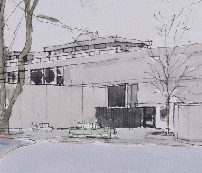 Wolfson College, Oxford Watercolour By Gavin Pomeroy 1979 photo for sale
