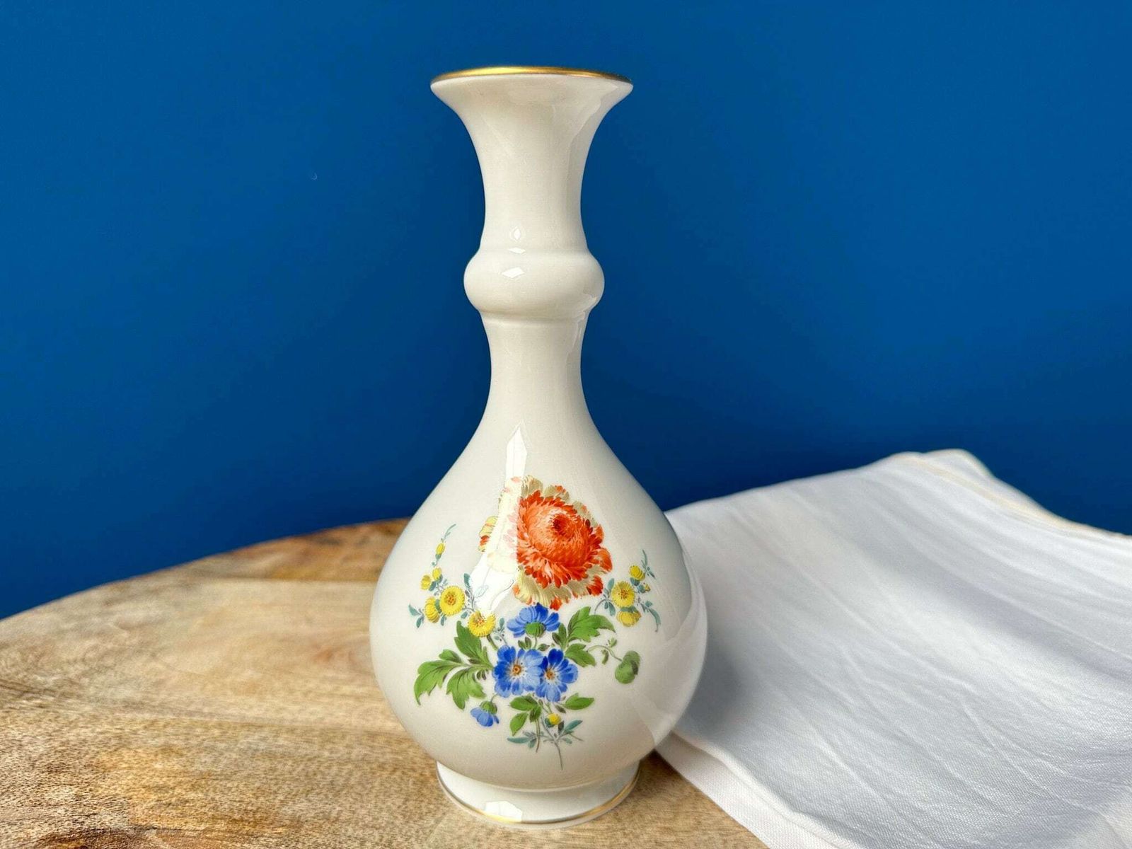 Antique Meissen Vase, Hand Painted Porcelain Vase With Floral Motif, Meissen Porcelain, Lovely Gift