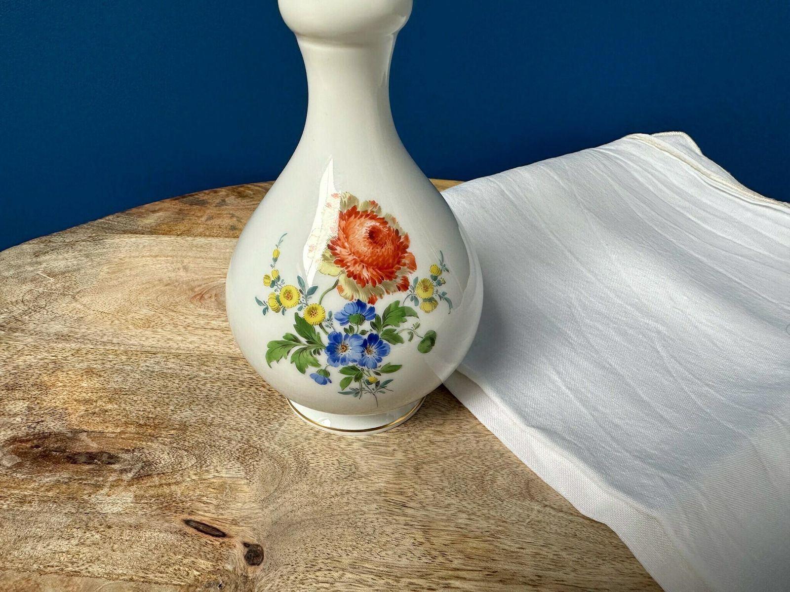 Antique Meissen Vase, Hand Painted Porcelain Vase With Floral Motif, Meissen Porcelain, Lovely Gift photo for sale