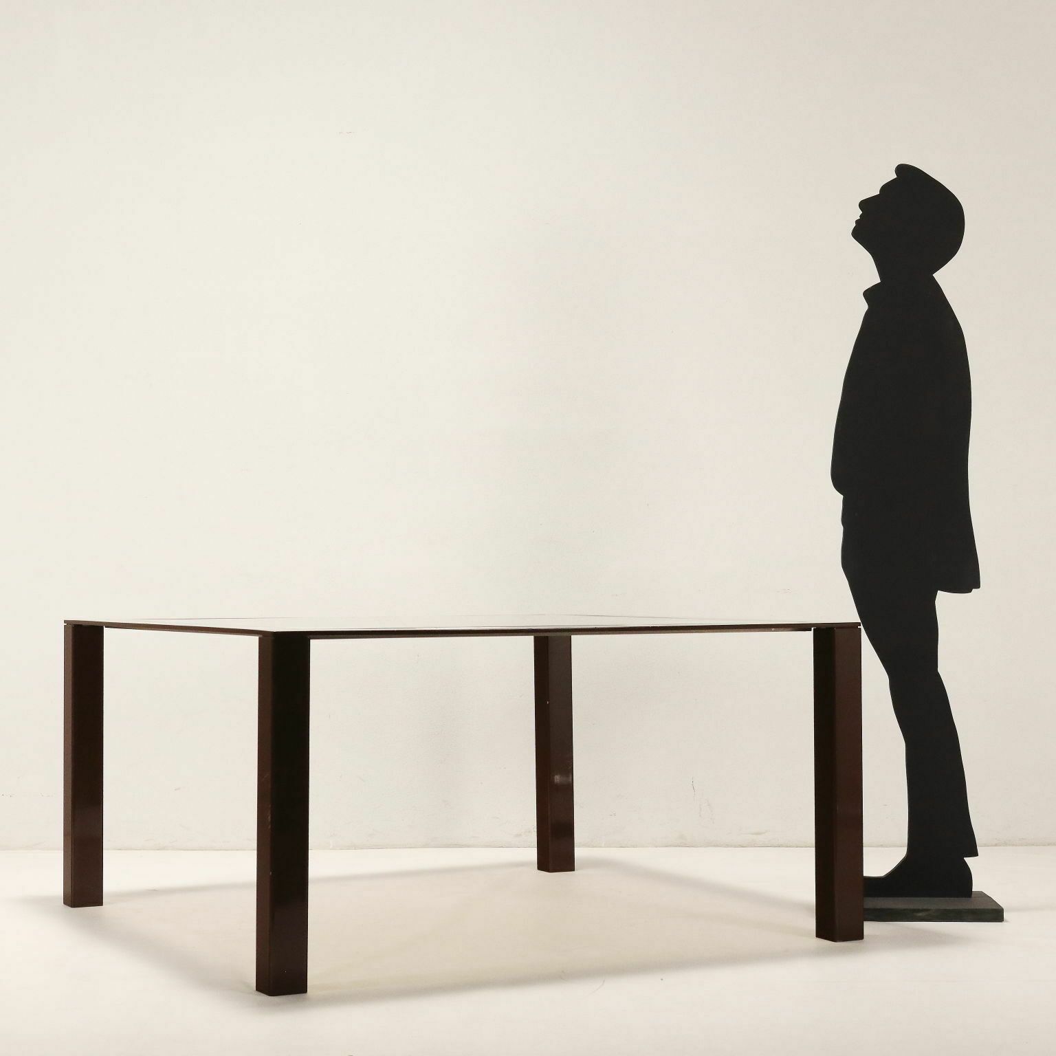Vintage Table From The 1970s 80s Enameled Metal Smoked Glass Furnishin photo furniture