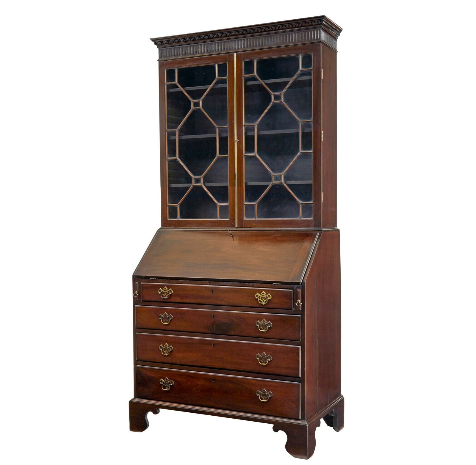 Early 19th Century Mahogany Astral Glazed Bureau Bookcase
