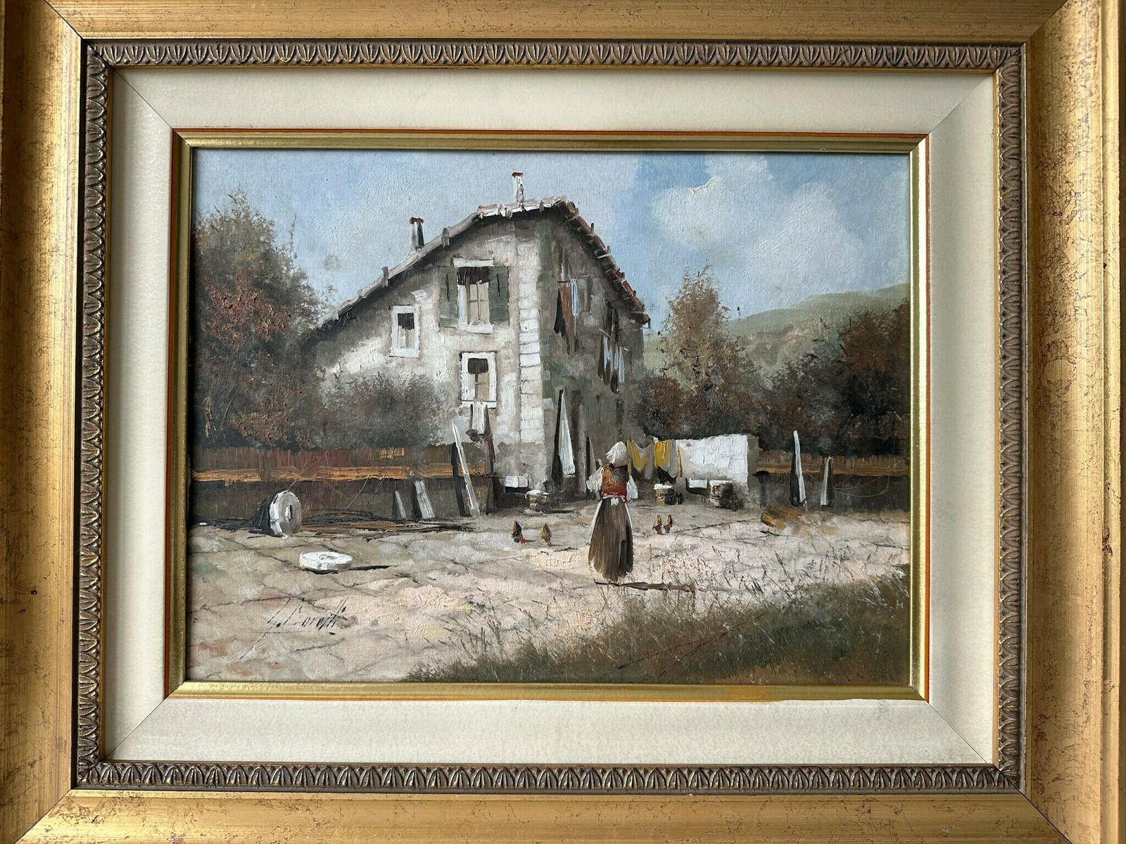 Vintage Original Oil Painting By Guido Borelli, Italian School photo for sale