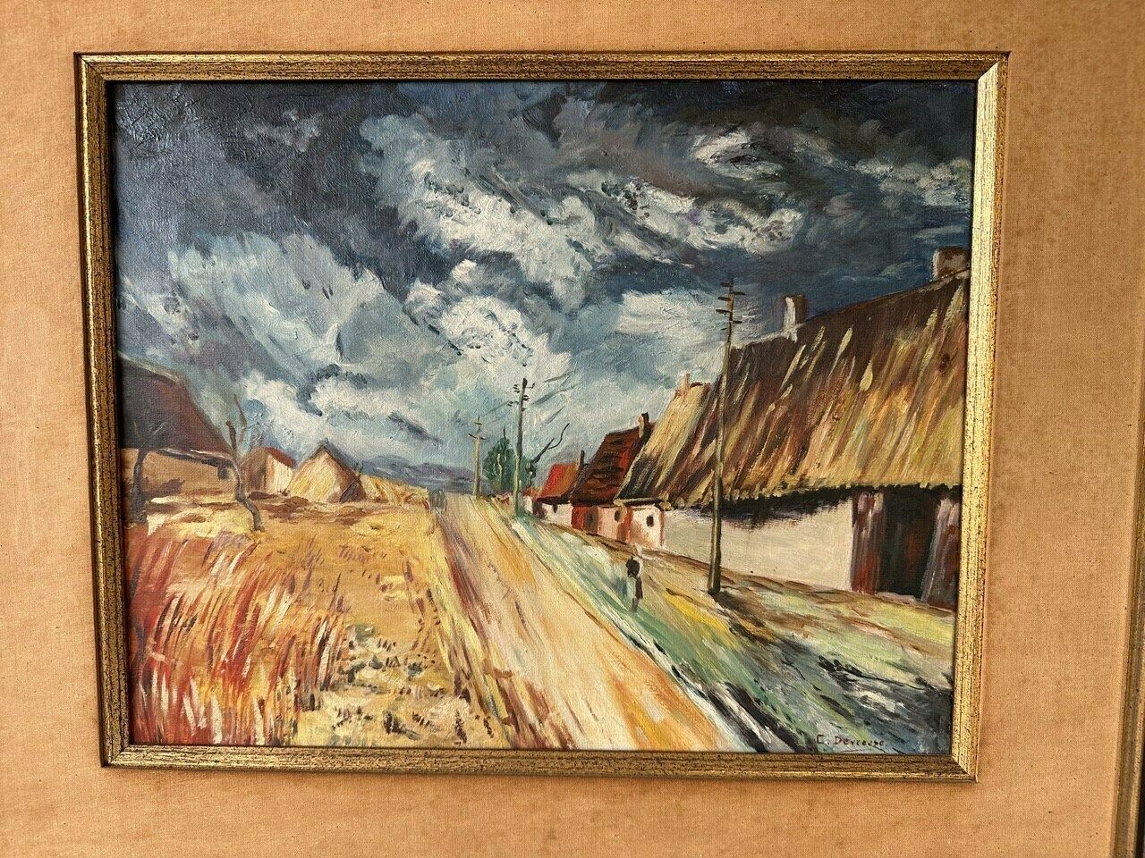 photo for sale Vintage Original Oil Painting, Country Landscape, 29.5" X 25.5", Country Painting, Cottage Painting, Farmhouse Decor
