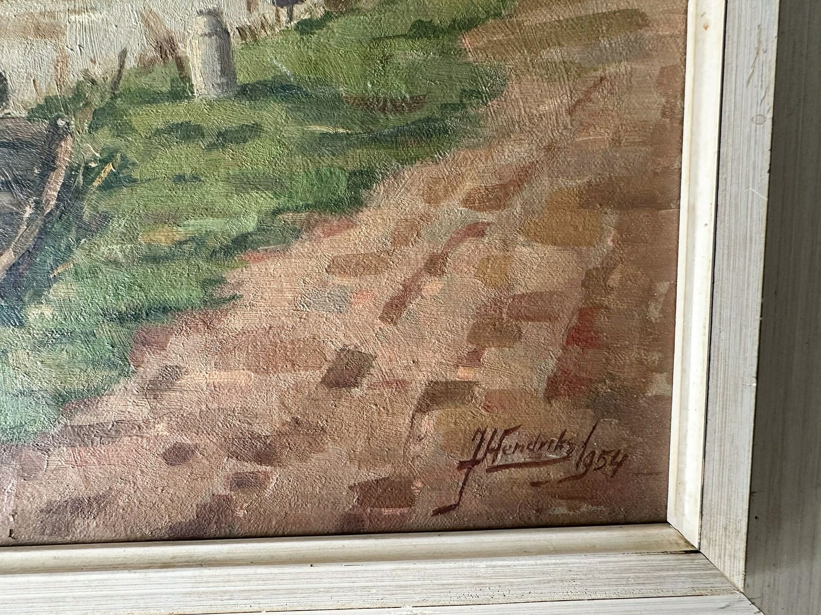 Vintage Original Oil Painting, Summer Country Landscape 1954, 16.1" X 20.1", Country Painting, Cottage Painting, Farmhouse Decor photo Art