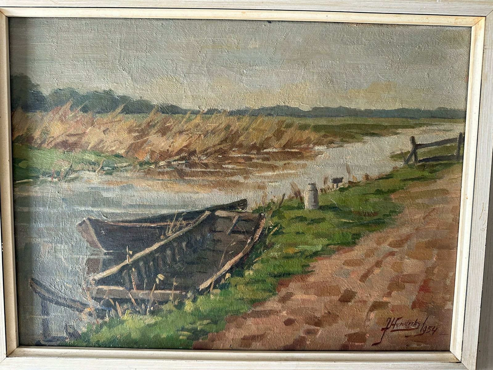 Vintage Original Oil Painting, Summer Country Landscape 1954, 16.1" X 20.1", Country Painting, Cottage Painting, Farmhouse Decor photo vintage